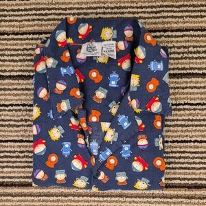 SOUTH PARK Dark Navy Abstract Characters Cotton XL Short Sleeve Shirt VTG Y2K